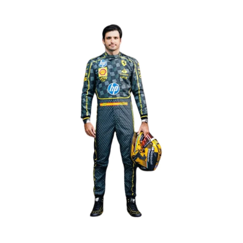 F1 Racing Costume Worn by Charles Leclerc & Carlos Sainz Jr. – 2024 HP Italy GP Ferrari