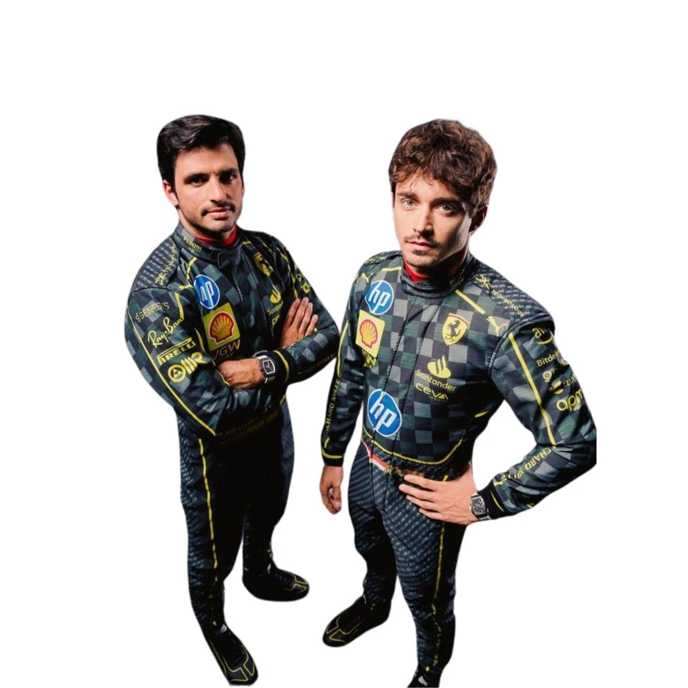 F1 Racing Costume Worn by Charles Leclerc & Carlos Sainz Jr. – 2024 HP Italy GP Ferrari