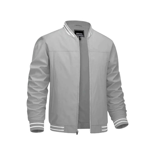 Men's Lightweight Bomber Jacket - Light Grey