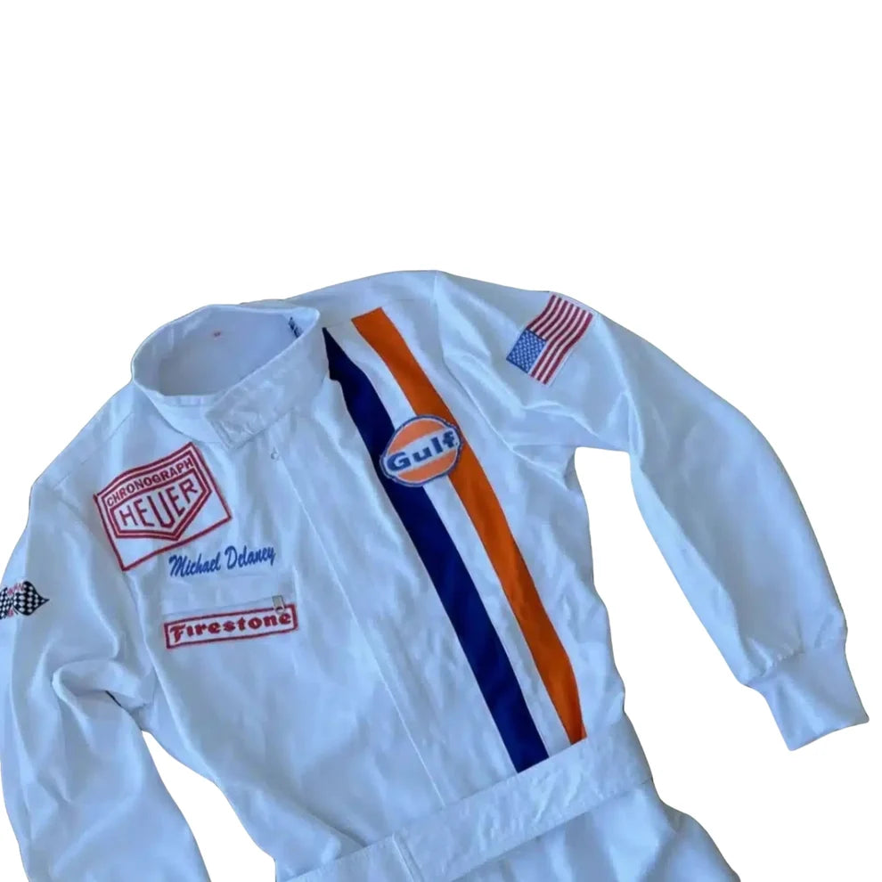 Michael Delaney Steve McQueen Le Mans 1971 Embroidery / Patch Replica Race Suit