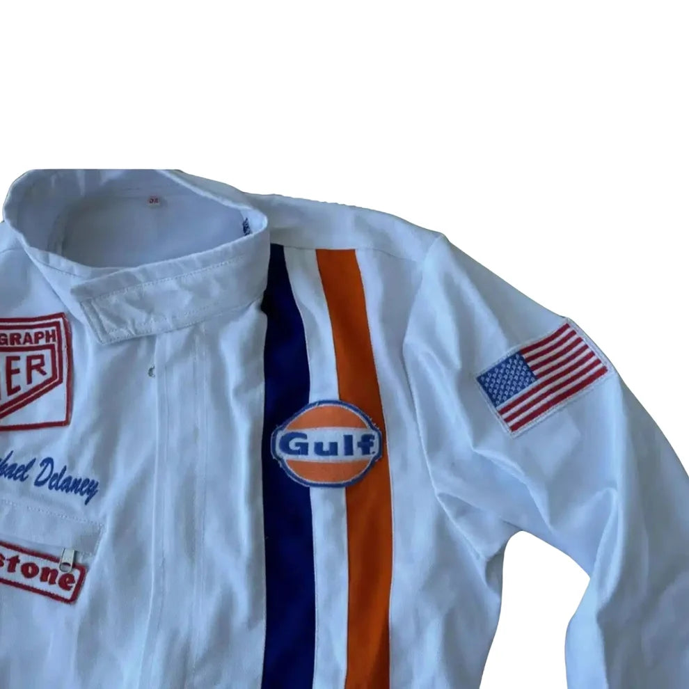 Michael Delaney Steve McQueen Le Mans 1971 Embroidery / Patch Replica Race Suit