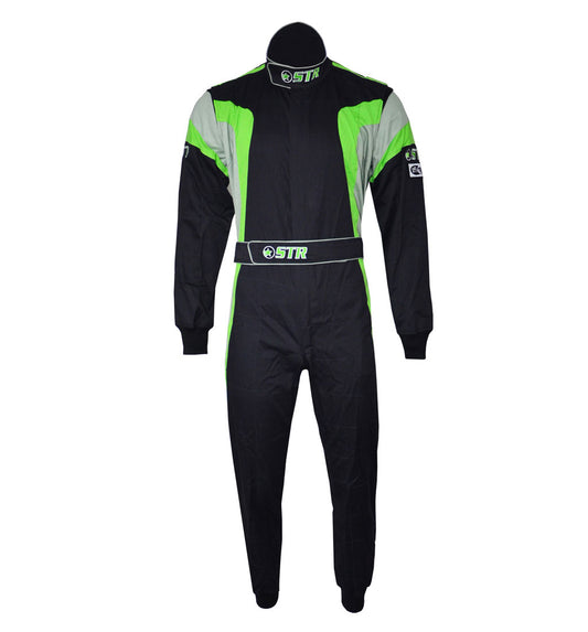STR Podium Youth Race Suit Black Green Silver SFI 3.2A/1 Junior Racing Suit 3XS