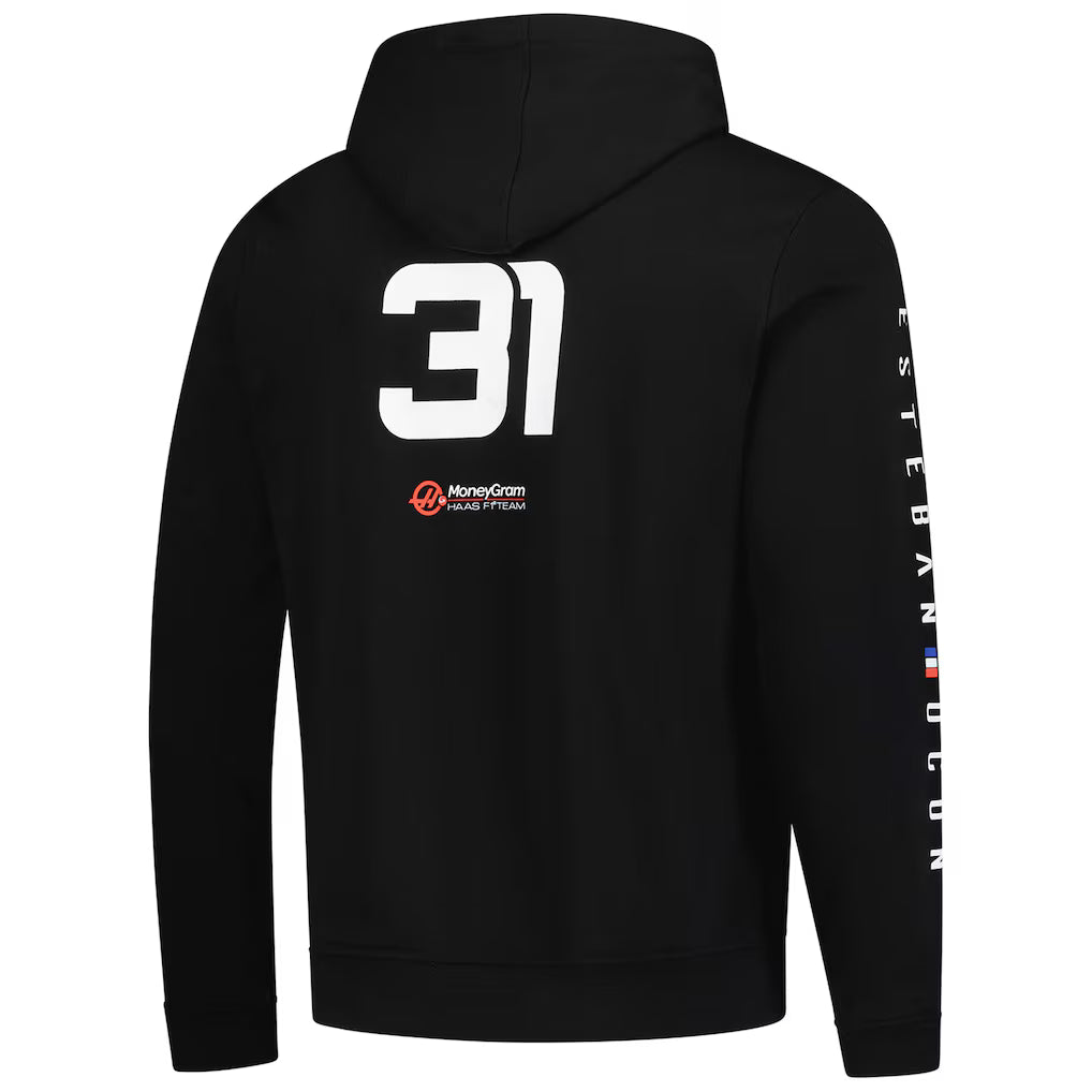 Men's Esteban Ocon Black Haas F1 Team 2025 Fan Wear Hoodie